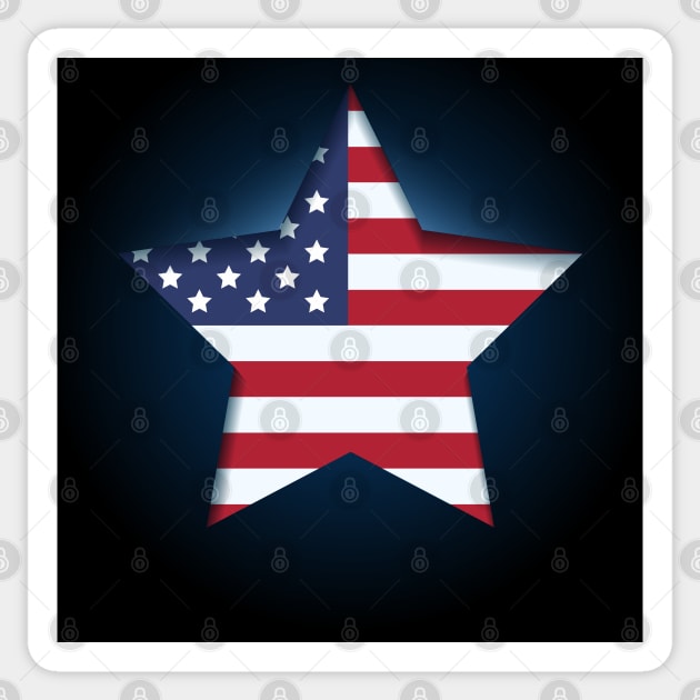 American flag in star shape Sticker by devaleta